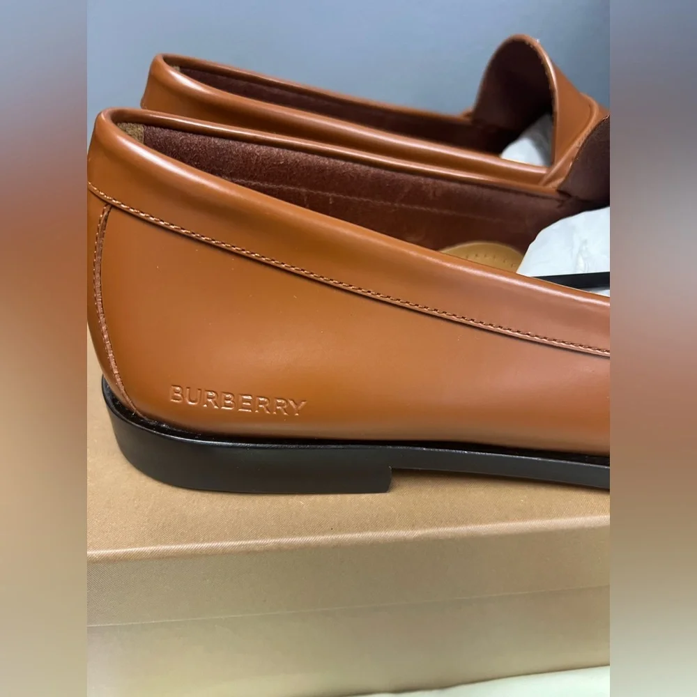 NIB- Burberry Tan Rupert’s coin Leather Loafers - Picture 6 of 12